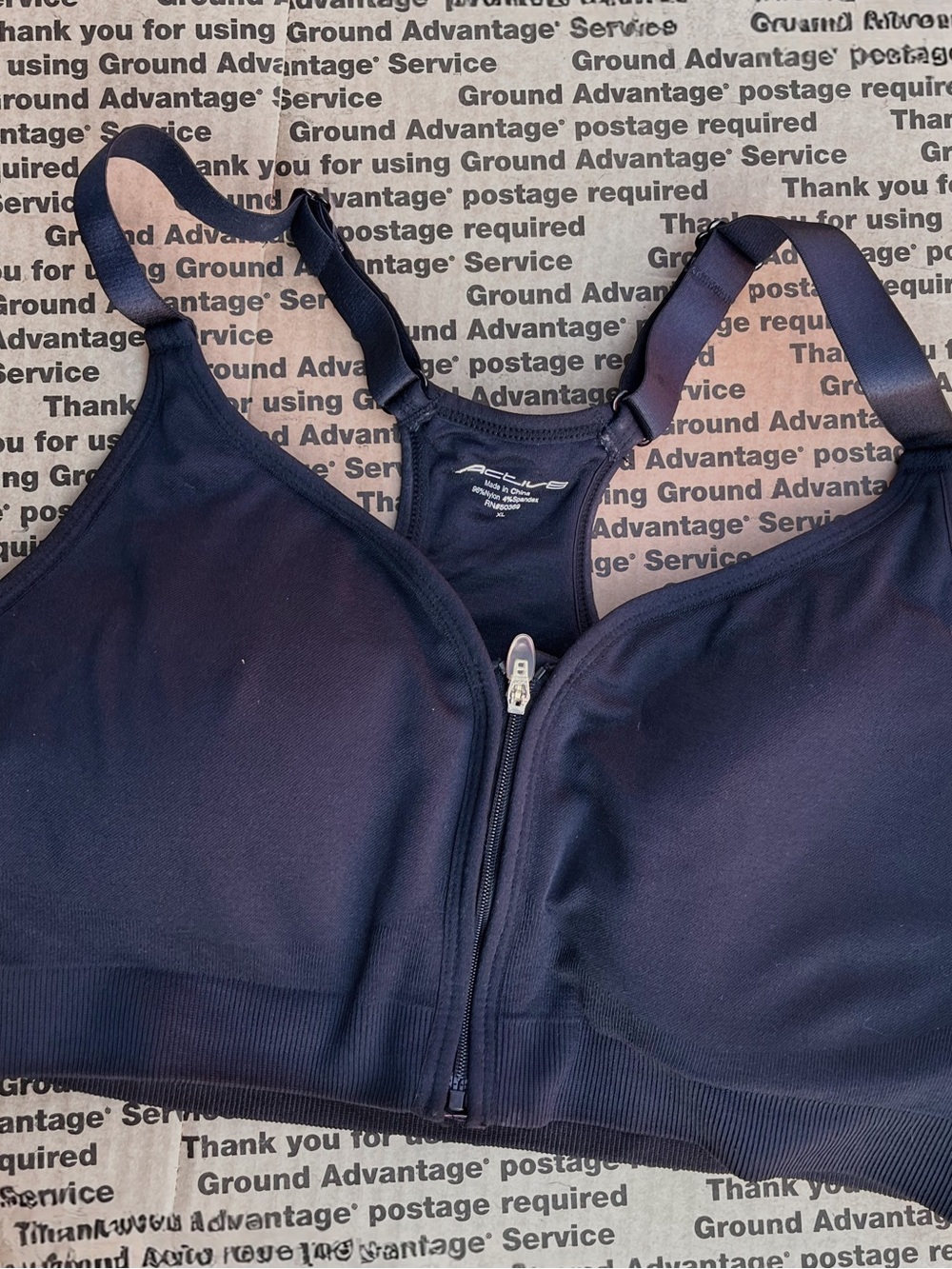 Active USA Navy Front-Zip Wireless Power Bra